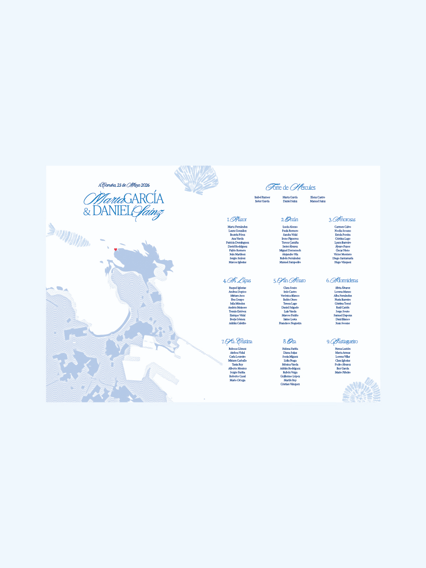 Seating Plan de boda en A Coruña