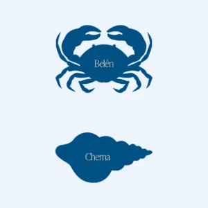 Marcadores de sitio para bodas con forma de cangrejo y concha