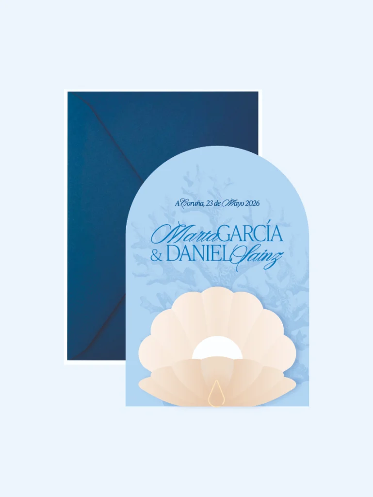 Invitacion de Boda Marina con Sobre - Brisa