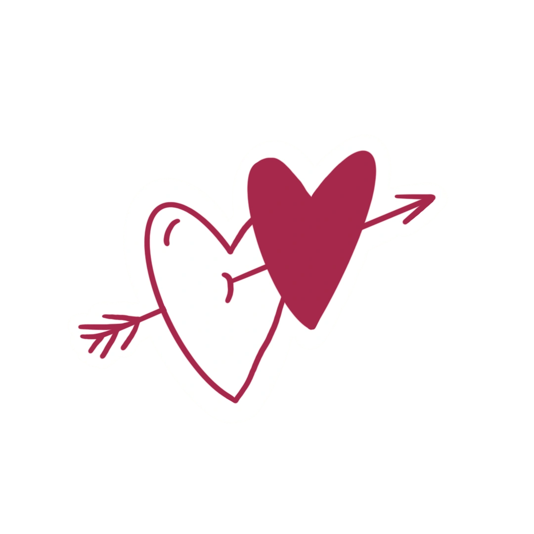 Ilustracion de dos corazones atravesados por una flecha